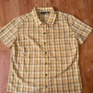 Patagonia Yellow and Blue Plaid Casual Shirt